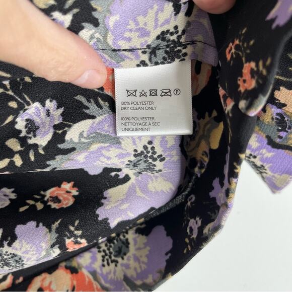 Kimchi Blue black purple floral open front lightweight blazer jacket XS - Picture 6 of 7